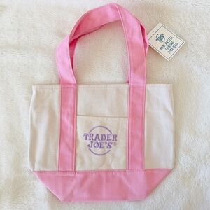Trader Joe's Mini Pastel Canvas Tote Bag - Pink - Spring - Easter - Viral
